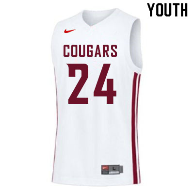 Youth #24 Noah Williams Washington State Cougars College Basketball Jerseys Sale-White - Click Image to Close